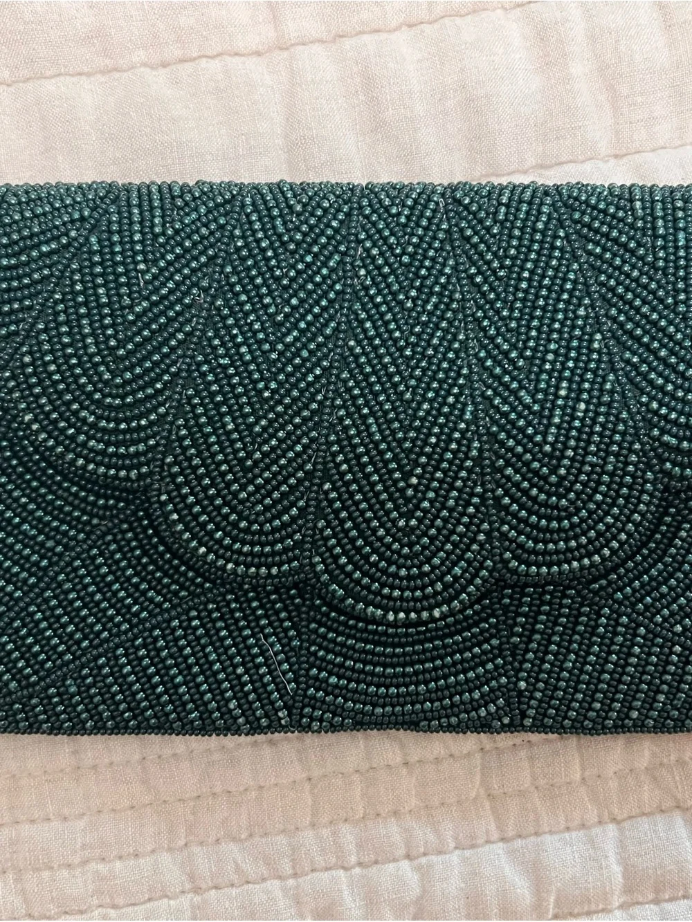 Beaded Green Evening Clutch with Chain Strap